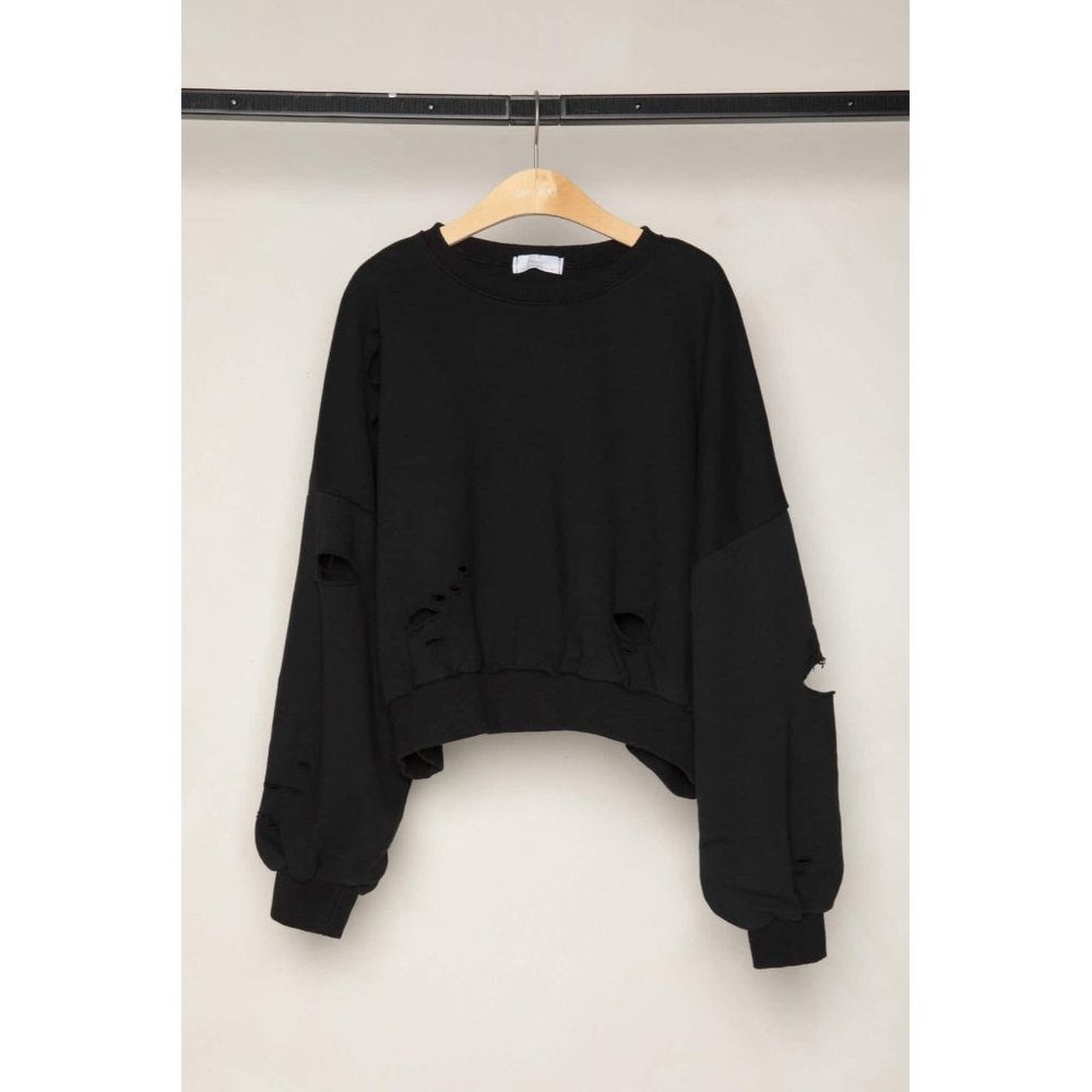 Oak and Fort Distressed Crewneck Sweatshirt